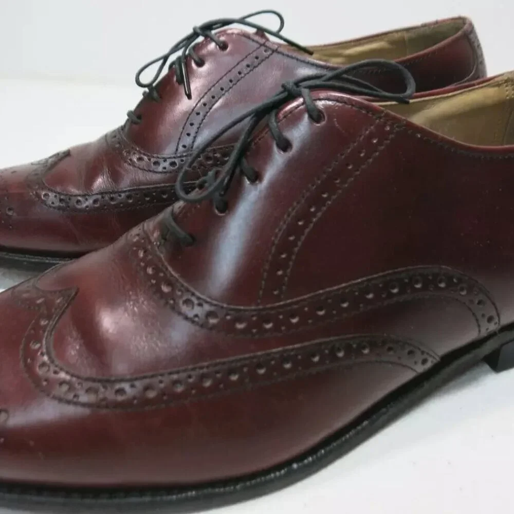 Thom McAn Brogue Leather Wingtip Derby Dress Shoes Men's Footwear Sz 9.5 W